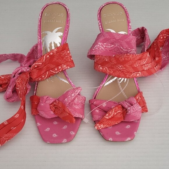 Gianni Bini x DANNIJO Misch Bandana Colorblock Ankle Wrap Sandals SZ 7.5 - Picture 2 of 6